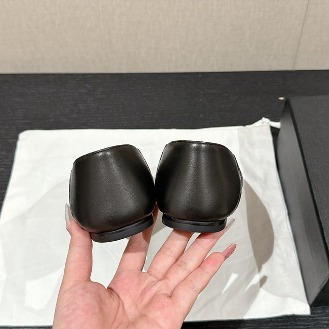 SL NOUR LEOPARD POINTED TOE BALLET BLACK CANVAS