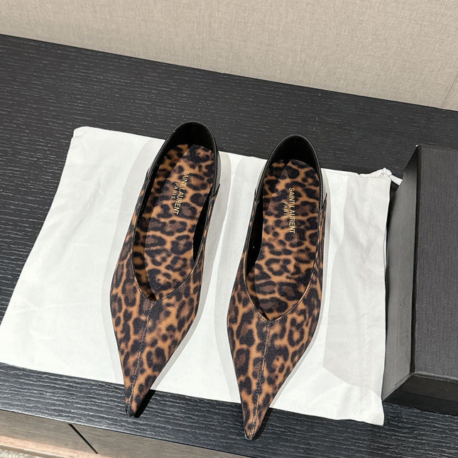 SL NOUR LEOPARD POINTED TOE BALLET AMBER CANVAS