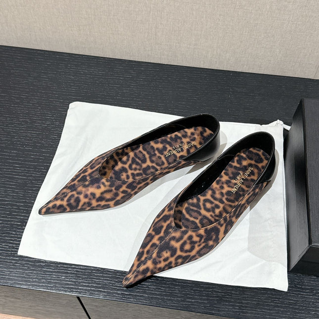 SL NOUR LEOPARD POINTED TOE BALLET AMBER CANVAS