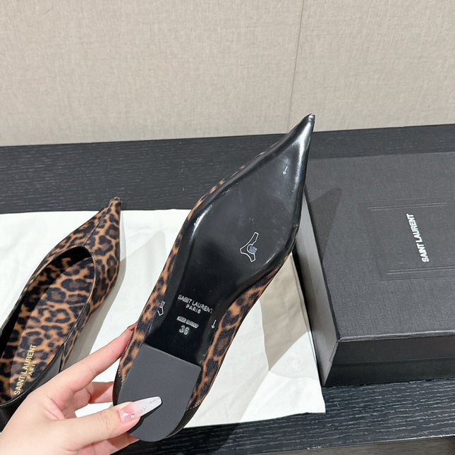SL NOUR LEOPARD POINTED TOE BALLET AMBER CANVAS
