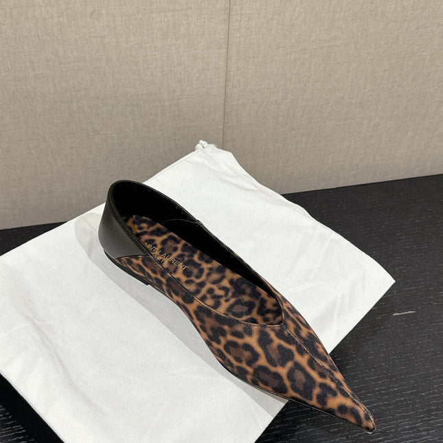 SL NOUR LEOPARD POINTED TOE BALLET AMBER CANVAS
