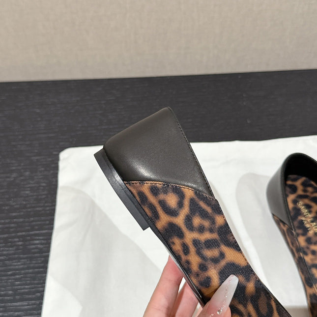 SL NOUR LEOPARD POINTED TOE BALLET AMBER CANVAS