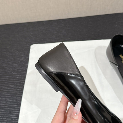 SL NOUR POINTED TOE BALLET BLACK CALFSKIN