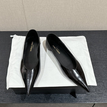 SL NOUR POINTED TOE BALLET BLACK CALFSKIN