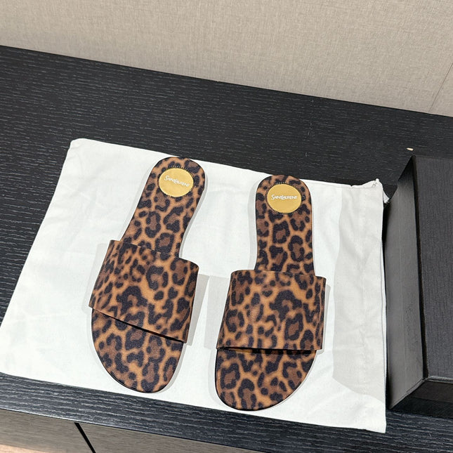 SL CARLYLE LEOPARD SLIPPERS AMBER CANVAS