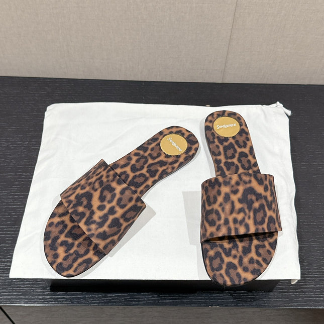 SL CARLYLE LEOPARD SLIPPERS AMBER CANVAS