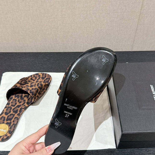 SL CARLYLE LEOPARD SLIPPERS AMBER CANVAS