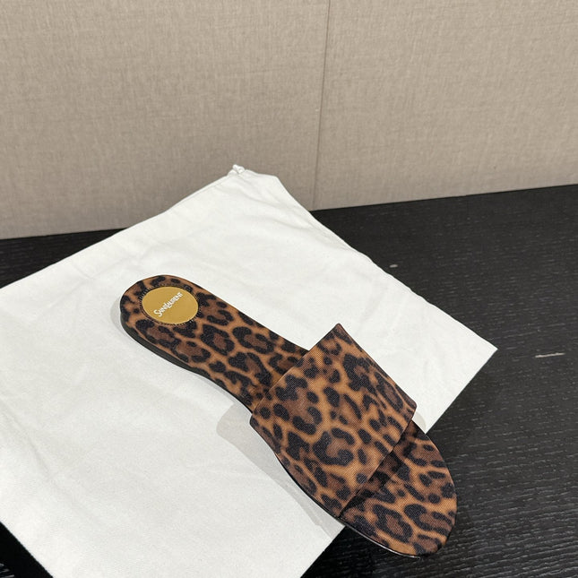 SL CARLYLE LEOPARD SLIPPERS AMBER CANVAS