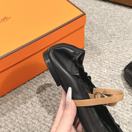 BALLERINA BALLET FLAT BLACK LAMBSKIN