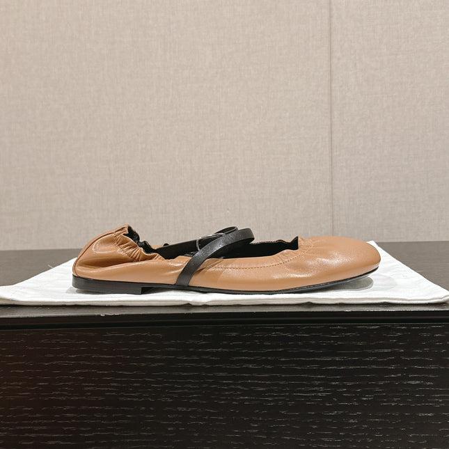 BALLERINA BALLET FLAT BRIGHT BROWN LAMBSKIN