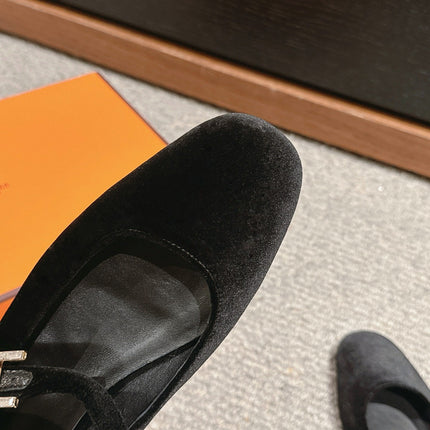 JANE BALLET FLAT BLACK VELVET