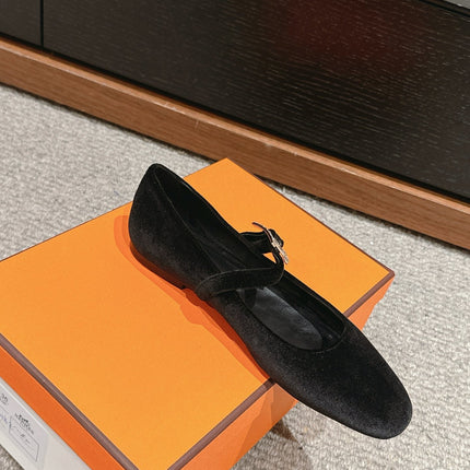 JANE BALLET FLAT BLACK VELVET