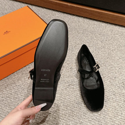 JANE BALLET FLAT BLACK VELVET