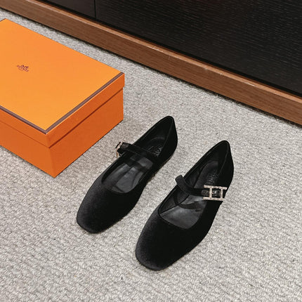 JANE BALLET FLAT BLACK VELVET