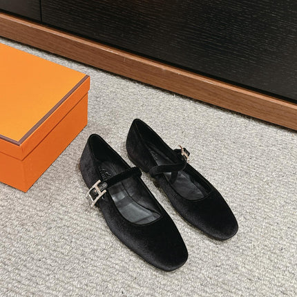 JANE BALLET FLAT BLACK VELVET