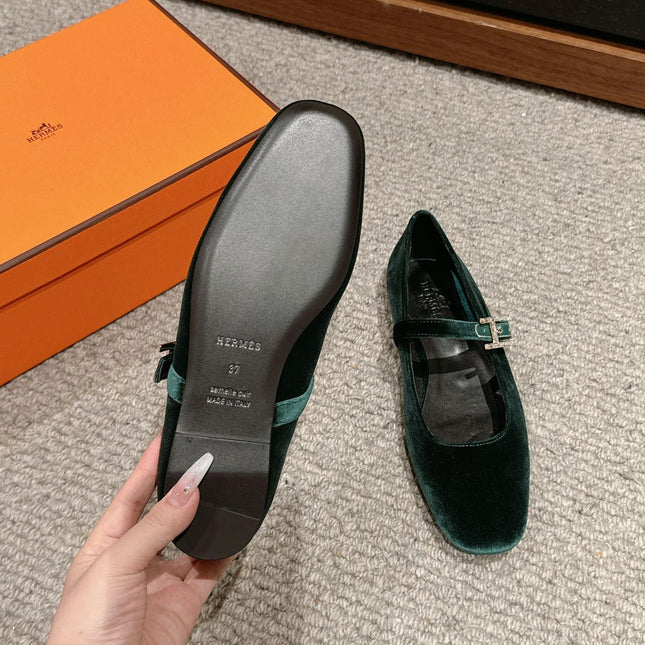 JANE BALLET FLAT CASTLETON GREEN VELVET