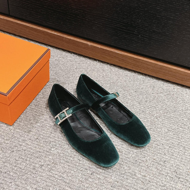 JANE BALLET FLAT CASTLETON GREEN VELVET