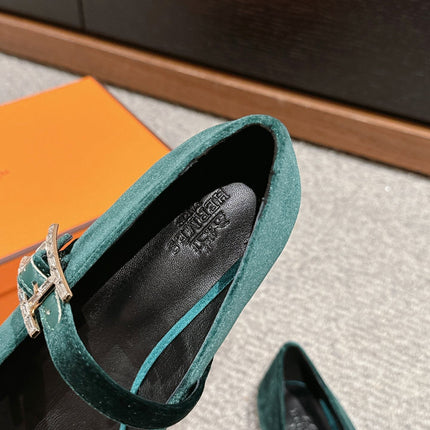 JANE BALLET FLAT CASTLETON GREEN VELVET
