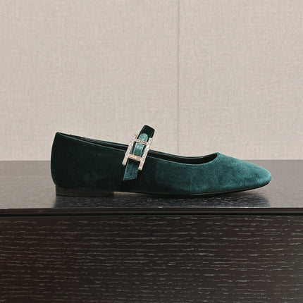 JANE BALLET FLAT CASTLETON GREEN VELVET