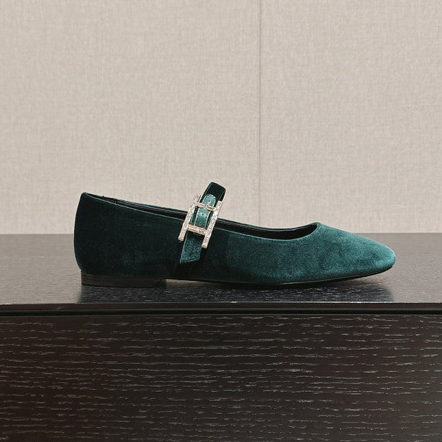 JANE BALLET FLAT CASTLETON GREEN VELVET