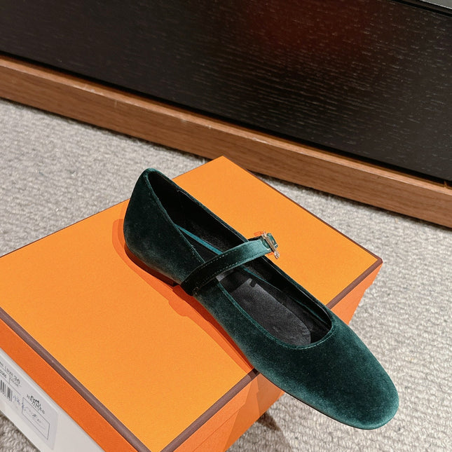JANE BALLET FLAT CASTLETON GREEN VELVET