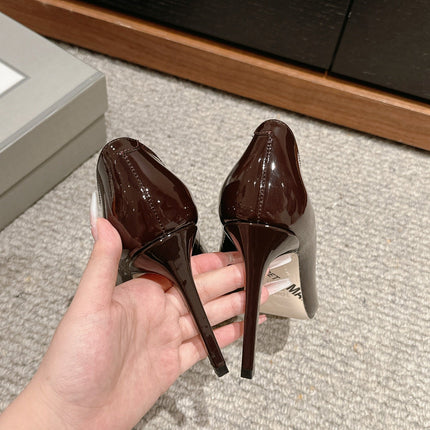ROMAN HIGH-HEEL 10 CM IN PECAN BROWN CALFSKIN