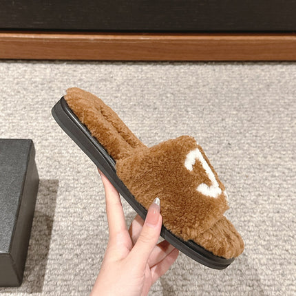 CC SLIPPERS IN CIDER BROWN MIX WHITE FLEECE