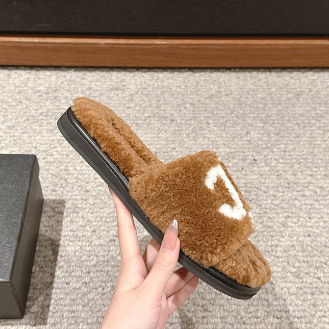 CC SLIPPERS IN CIDER BROWN MIX WHITE FLEECE