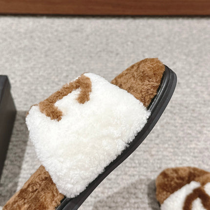 CC SLIPPERS IN CIDER BROWN MIX WHITE FLEECE