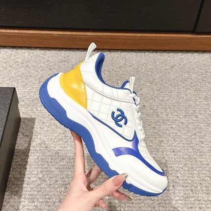 CC CLASSIC SNEAKER IN WHITE MIX COBALT BLUE LAMBSKIN