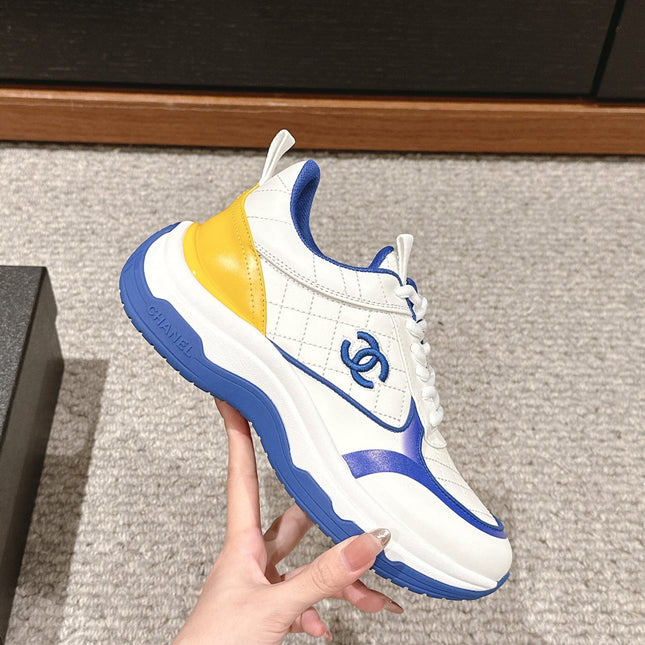 CC CLASSIC SNEAKER IN WHITE MIX COBALT BLUE LAMBSKIN