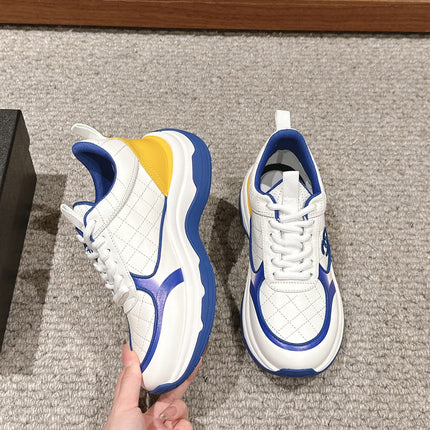 CC CLASSIC SNEAKER IN WHITE MIX COBALT BLUE LAMBSKIN
