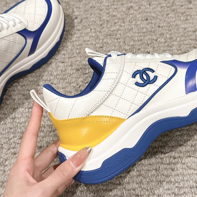 CC CLASSIC SNEAKER IN WHITE MIX COBALT BLUE LAMBSKIN