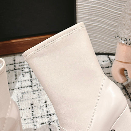 HORSEBIT ANKLE BOOTS 9.5CM IN WHITE SHEEPSKIN