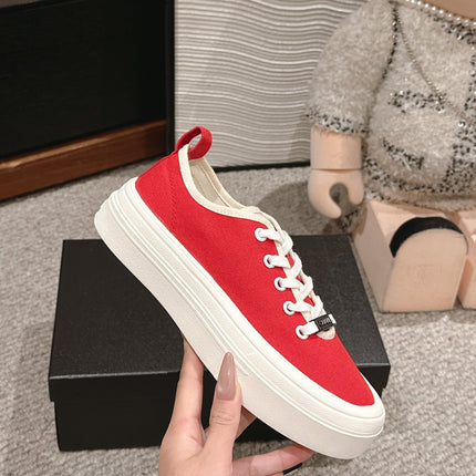 LACE-UP SNEAKERS IN CHERRY RED CANVAS