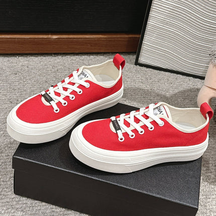 LACE-UP SNEAKERS IN CHERRY RED CANVAS