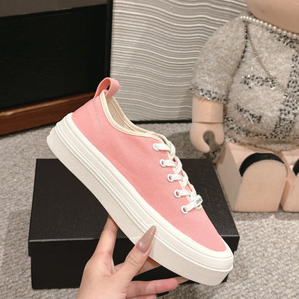 LACE-UP SNEAKERS IN PASTEL PINK CANVAS