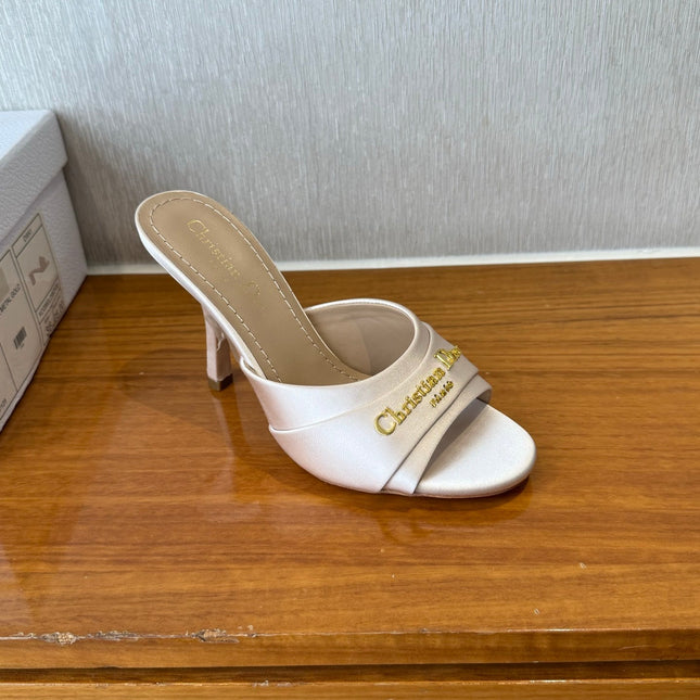PEEP TOE SANDAL 25S HEELS 10CM IN PALE PINK BEIGE SATIN