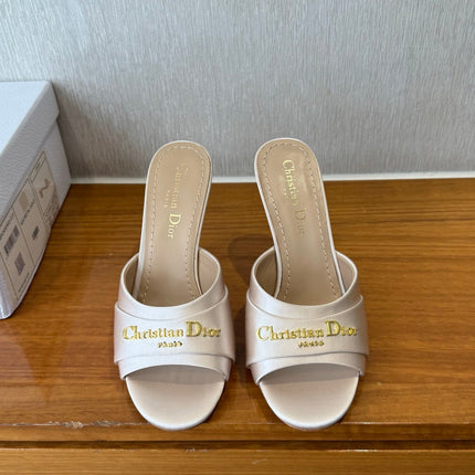 PEEP TOE SANDAL 25S HEELS 10CM IN PALE PINK BEIGE SATIN