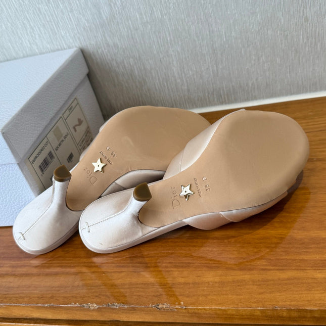 PEEP TOE SANDAL 25S HEELS 10CM IN PALE PINK BEIGE SATIN