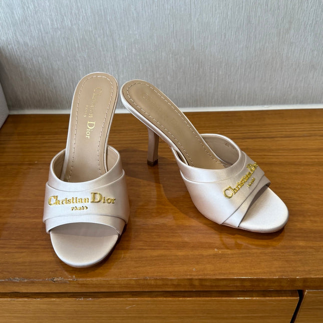 PEEP TOE SANDAL 25S HEELS 10CM IN PALE PINK BEIGE SATIN