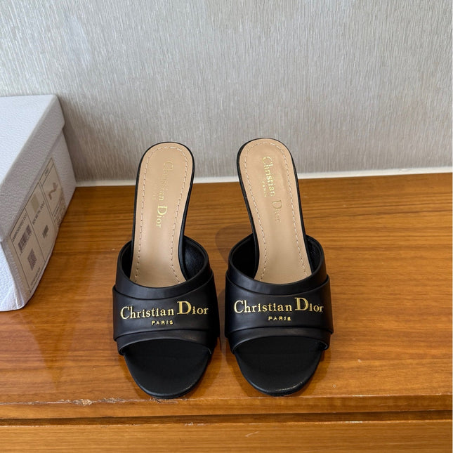 PEEP TOE SANDAL 25S HEELS 10CM IN BLACK CALFSKIN