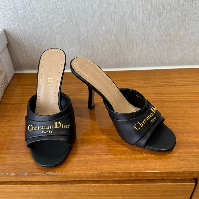 PEEP TOE SANDAL 25S HEELS 10CM IN BLACK CALFSKIN