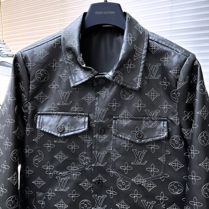 LV SHIRT JACKET IN BLACK MONOGRAM EMBROIDERED CALFSKIN 239119
