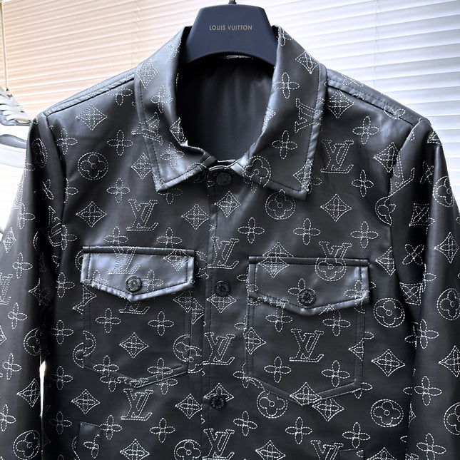 LV SHIRT JACKET IN BLACK MONOGRAM EMBROIDERED CALFSKIN 239119
