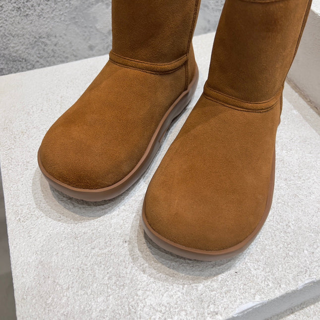 SNAP ANKLE BOOT IN BRONZE BROWN SUEDE AND SHEARLING LINING