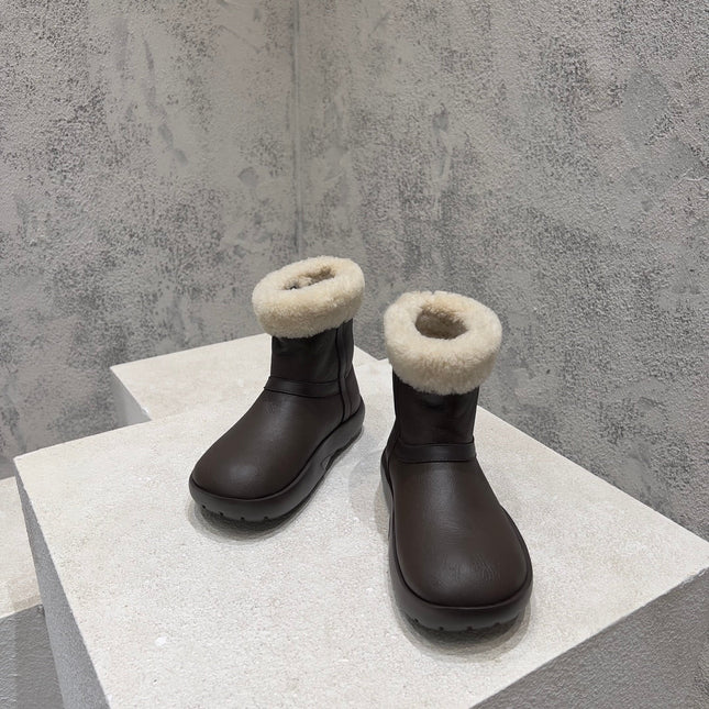 ANKLE BOOTS IN CHOCOLATE BROWN LAMBSKIN WITH SHEARLING LINING