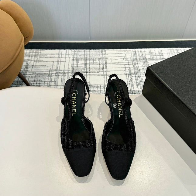 CC SLINGBACK 25S 65 MM IN BLACK TWEED MIX SEQUINS