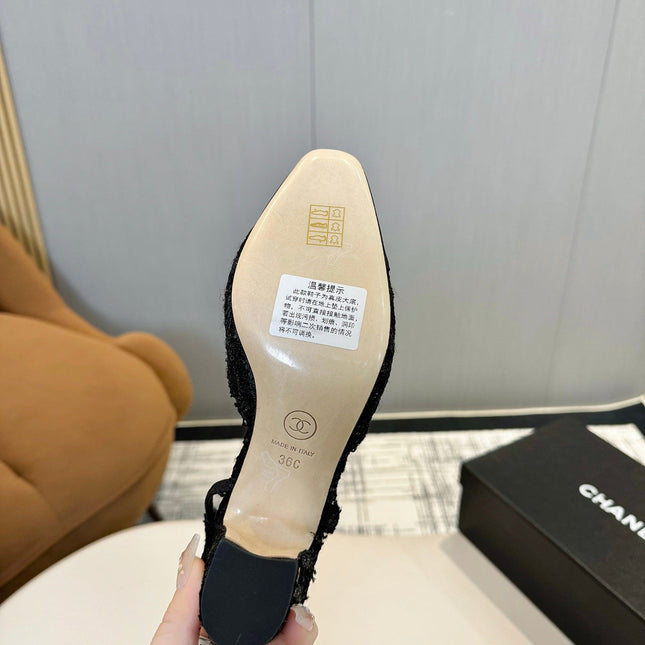 CC SLINGBACK 25S 65 MM IN BLACK TWEED MIX SEQUINS