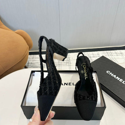 CC SLINGBACK 25S 65 MM IN BLACK TWEED MIX SEQUINS